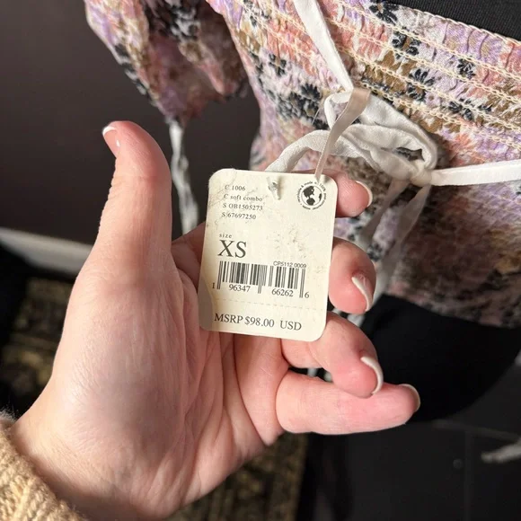 Anthropologie Smocked Floral Puff Sleeve Top NWT | Size XS | Cottagecore - Picture 5 of 6